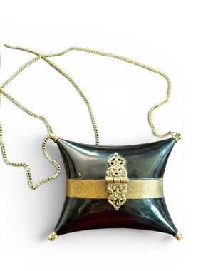 Vintage 30’s antique horn & brass pillow purse
